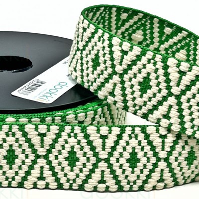 Heavy Duty Bag Webbing - Tapestry Webbing Emerald Natural 38mm