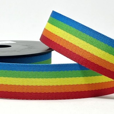 Cotton / Acrylic Webbing - 40mm - Bright Rainbow