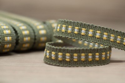 Mosaic Braid Trim 19mm - Khaki & Mustard