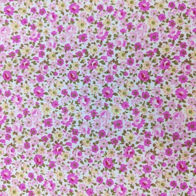 Polycotton Printed Fabric Blossom Flowers Pink