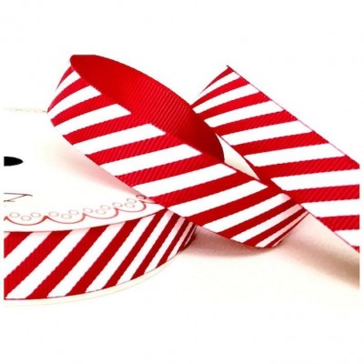 Berties Bows Candy Stripe Ribbon Red White 22mm