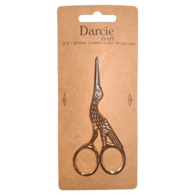 Darcie Crafts Brass Embossed Stork Embroidery Scissors 3.5