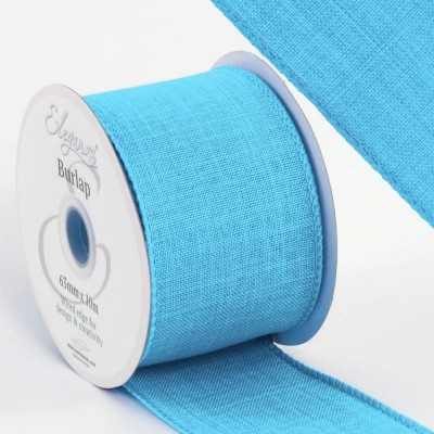 Wired Edge Burlap Ribbon 63mm - Turquoise