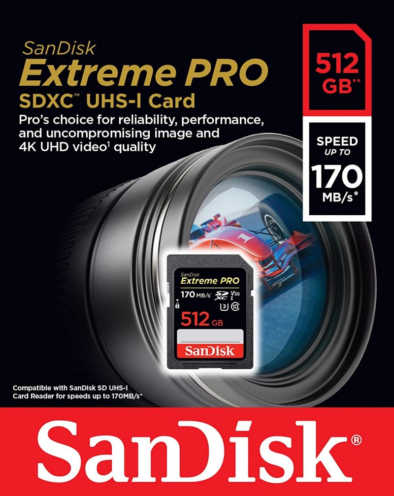 SANDISK 512GB Extreme PRO UHS-I SDXC Memory C