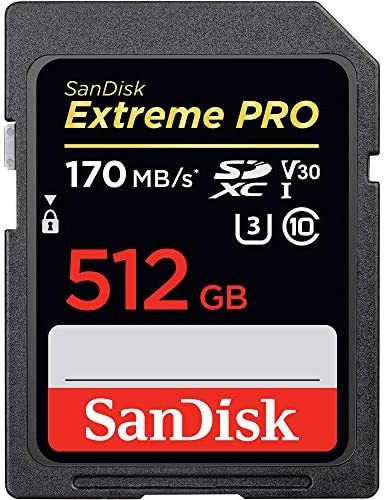 SANDISK 512GB Extreme PRO UHS-I SDXC Memory Card 170 MB/s (SDSDXXY-512G)