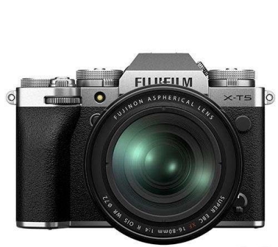 fujifilm x-t5 mirrorless digital camera with 16-80mm f/4 lens (silver)