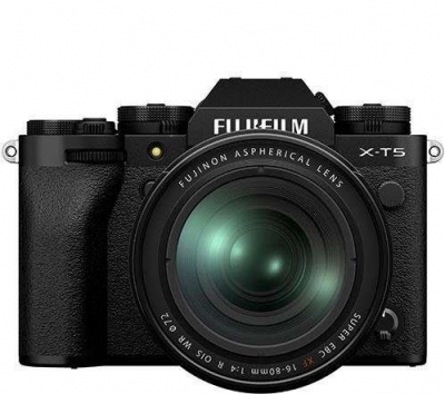 fujifilm x-t5 mirrorless digital camera with 16-80mm f/4 lens (black)