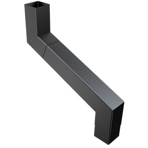 101mm Square Aluminium Flushjoint Downpipe Swan Neck Bend 450-750mm