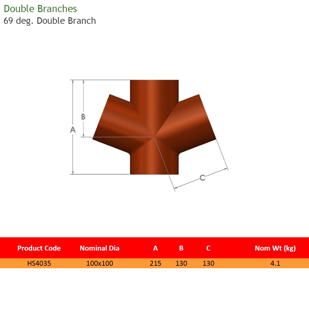 100mm x 100mm Cast Iron Soil Double Branch