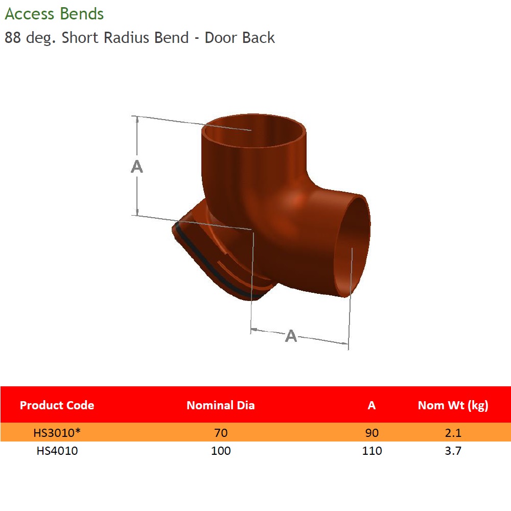 100mm Cast Iron Soil 88 Degree Short Radius Bend With Door