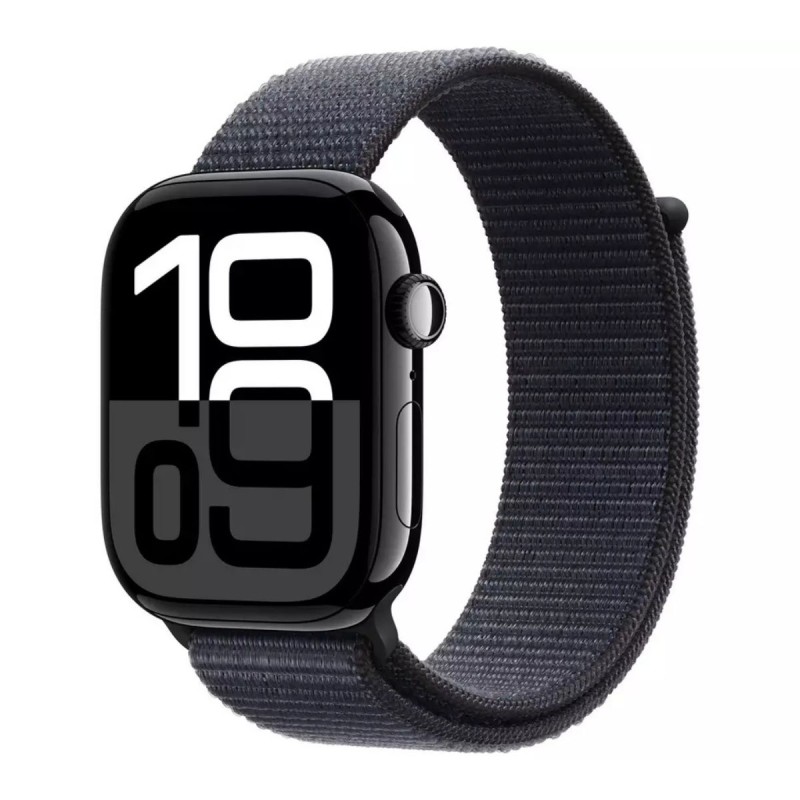 apple watch series 10 gps 46mm jet black aluminium with ink sport loop mwwr3
