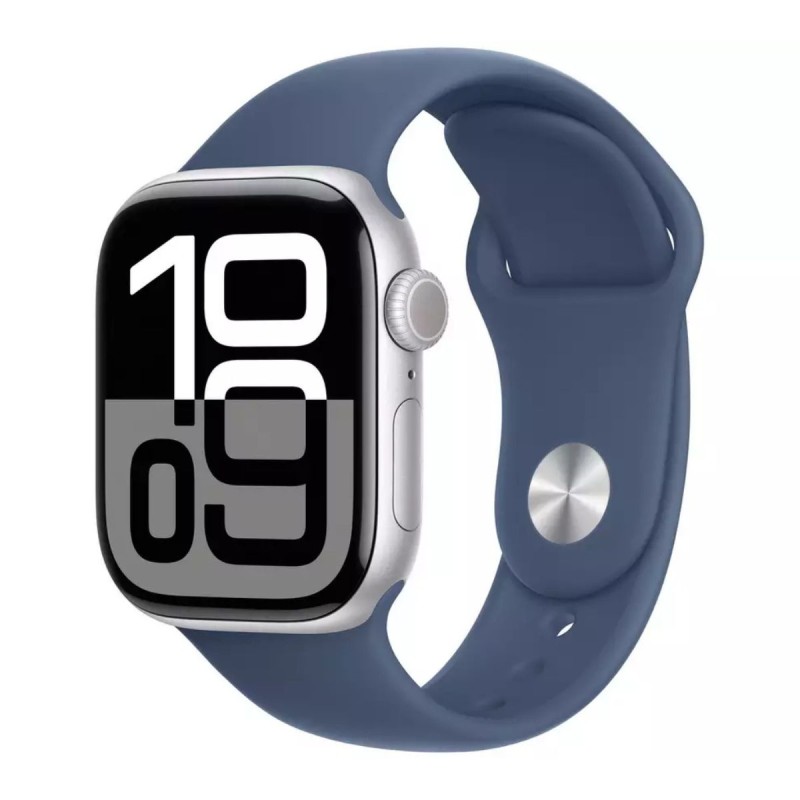 Apple Watch Series 10 GPS 42mm Silver Aluminium with Denim Sport Band, S/M MWWA3