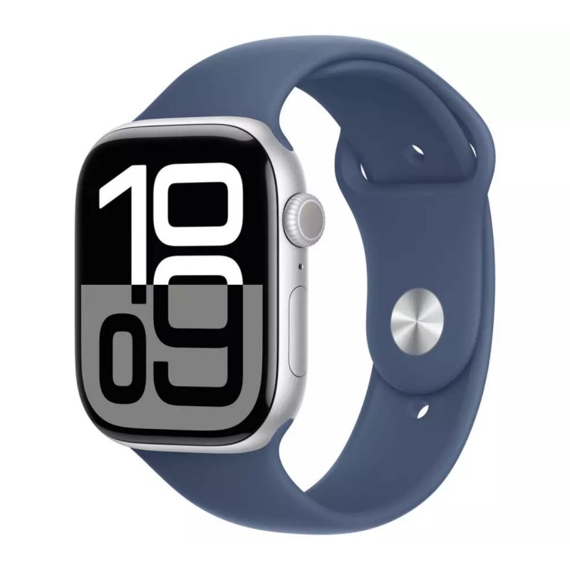 Apple Watch Series 10 GPS 46mm Silver Aluminium with Denim Sport Band, M/L MWWM3