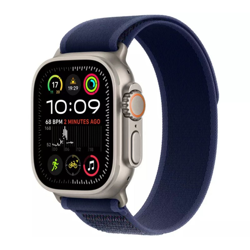 Apple Watch Ultra 2 Cellular 49mm Natural Titanium Case with Blue Trail Loop, M/L MX4L3