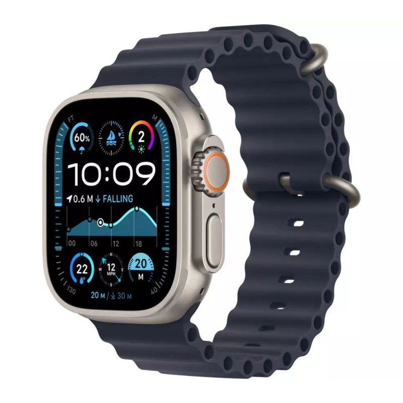 Apple Watch Ultra 2 Cellular 49mm Natural Titanium Case with Navy Ocean Band, MX4D3