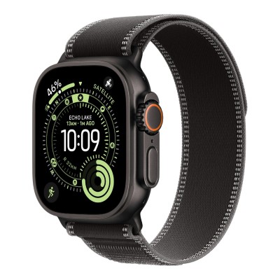 apple watch ultra 3 5g 49mm black titanium case with black charcoal trail loop m/l mf1h4