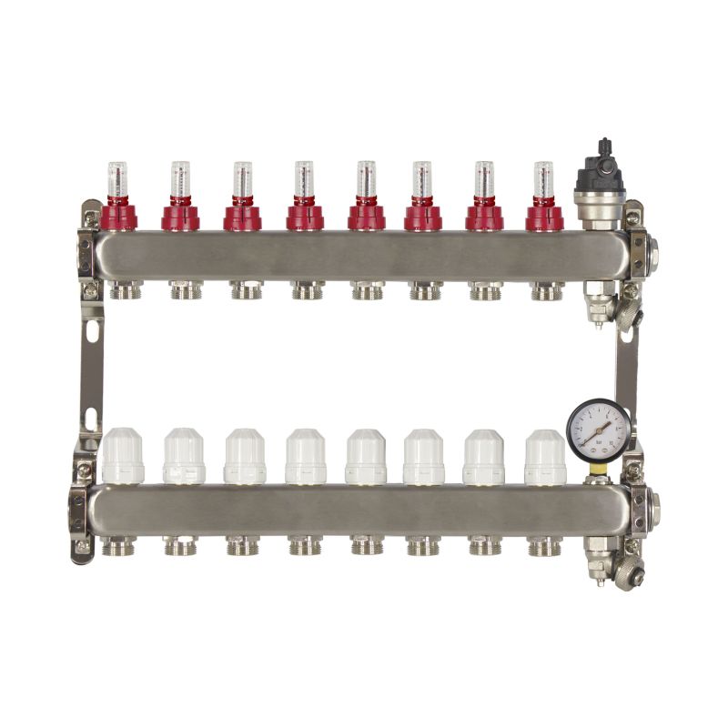 8  Port poly style manifold With Pressure gauge and auto air vent