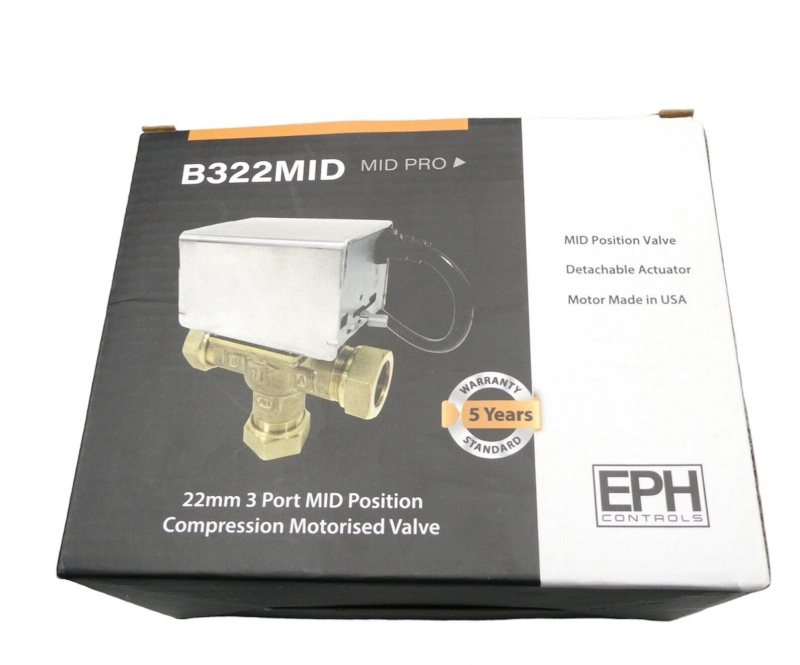 Genuine EPH B322MID PRO 22mm 3 Port Mid Position Motorised Valve