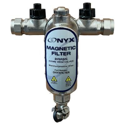 onyx 22mm brass magnetic filter with valves