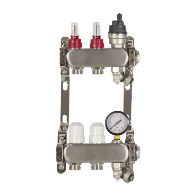 2 Port poly style manifold With Pressure gauge and auto air vent