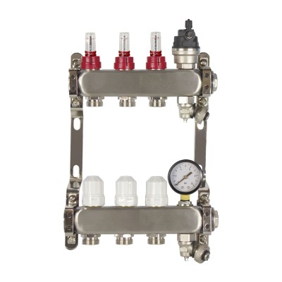 3 Port poly style manifold With Pressure gauge and auto air vent