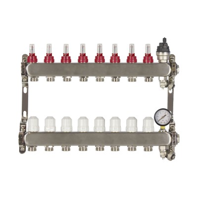 8  Port poly style manifold With Pressure gauge and auto air vent