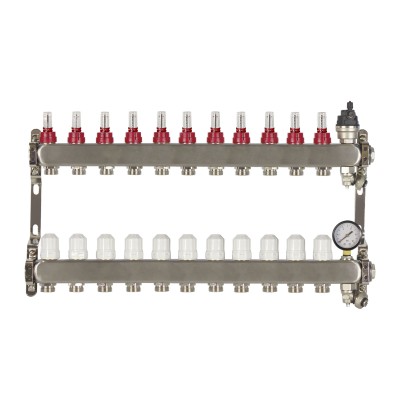 11 Port poly style manifold With Pressure gauge and auto air vent