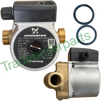 Central Heating Pump - GRUNDFOS UPS 15-60 ONE INCH BRASS TRADITIONAL SECONDARY HOT WATER CIRCULATOR 230V OEM