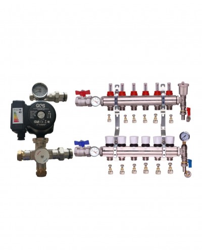 WATER UNDERFLOOR HEATING MANIFOLD 6 PORT A RATED GES PUMP KIT