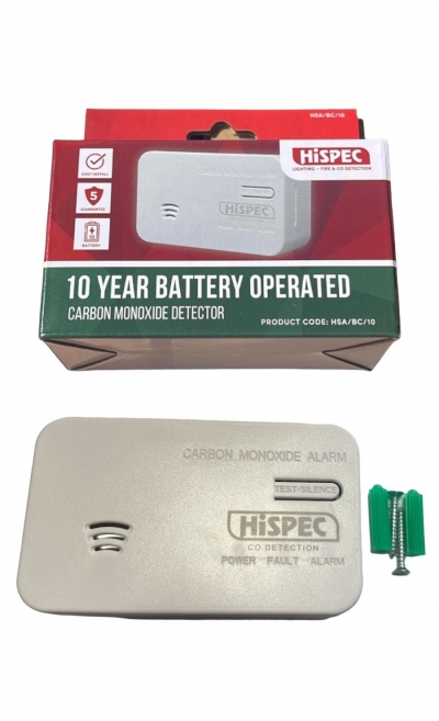 10 year longlife battery carbon monoxide detector - hispec hsa/bc/10